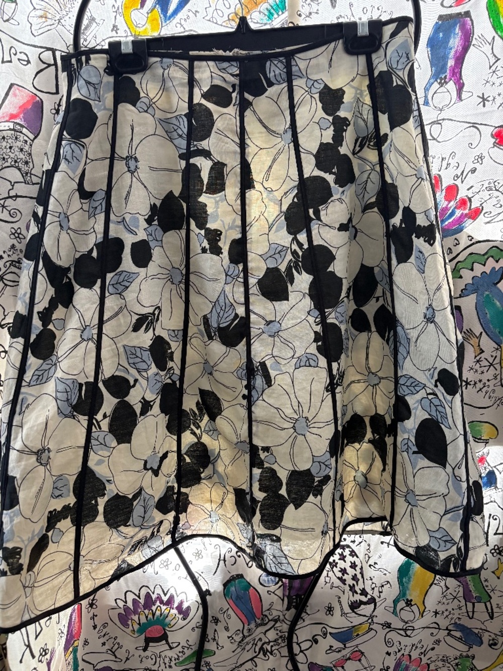 Ann Carson  floral A-line panel skirt